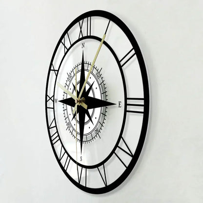 Nautical Compass Wall Clock - Luxury Design & Precision Craftsmanship
