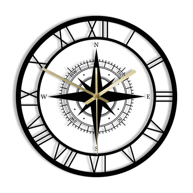 Nautical Compass Wall Clock - Luxury Design & Precision Craftsmanship