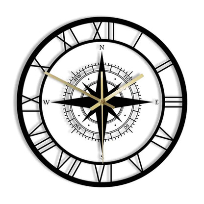 Nautical Compass Wall Clock - Luxury Design & Precision Craftsmanship