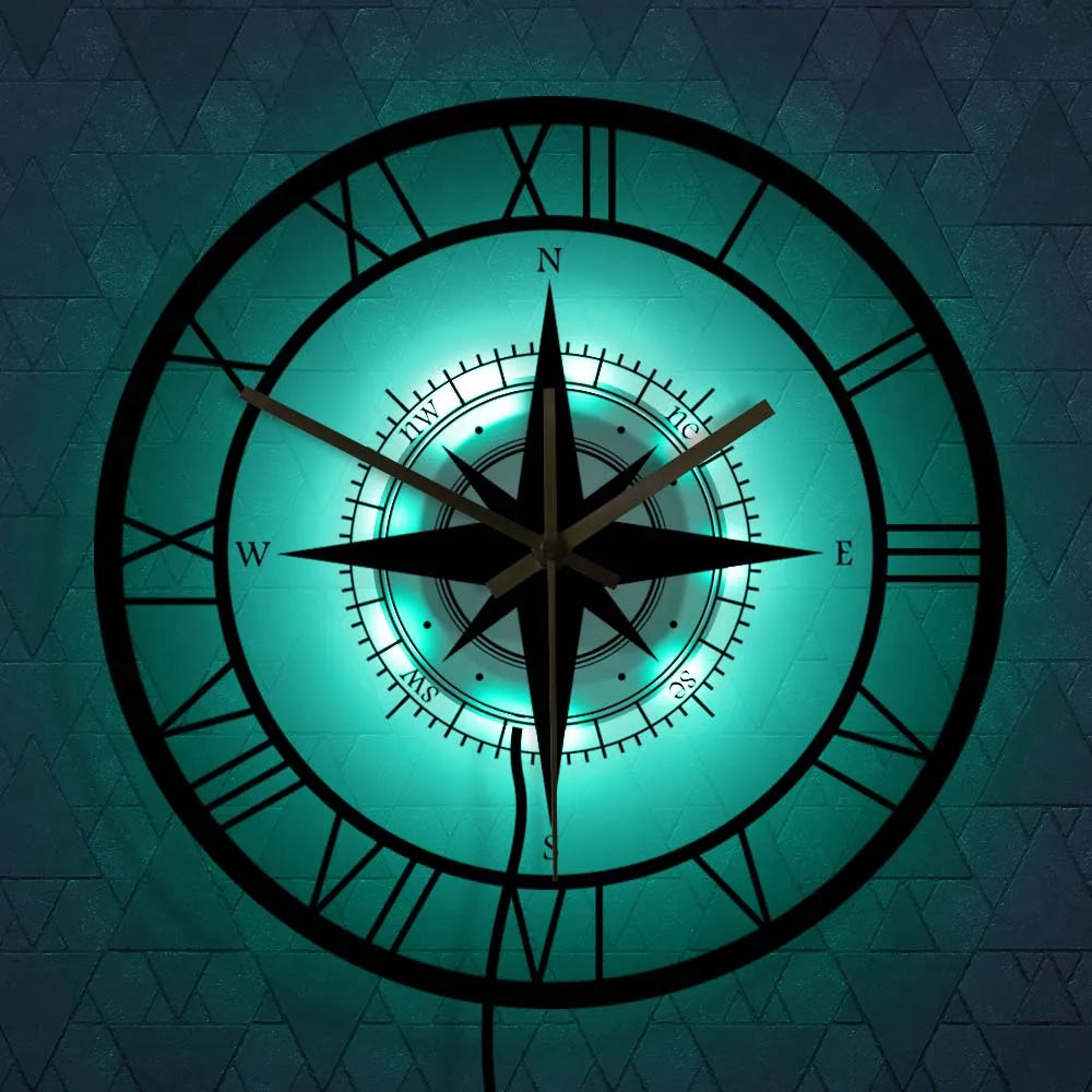 Nautical Compass Wall Clock - Luxury Design & Precision Craftsmanship