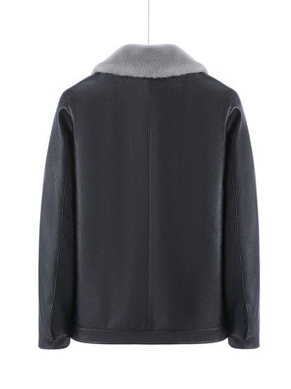 Niels | Warm fleece PU jacket in solid colour
