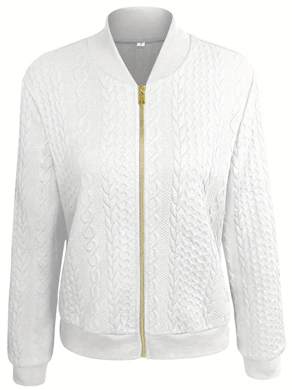 Nina | Casual bomber jacket with texture and zip fastening
