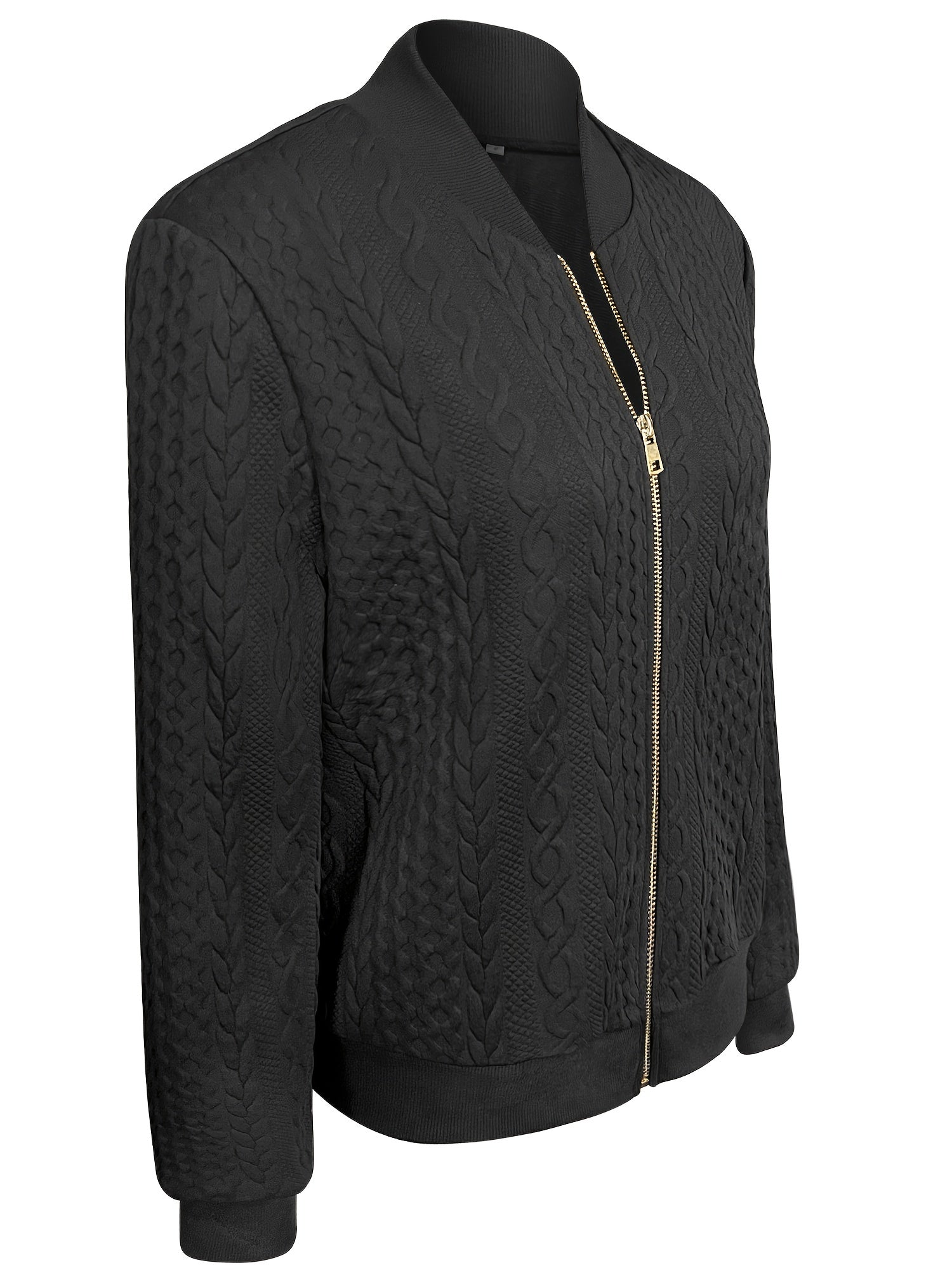 Nina | Casual bomber jacket with texture and zip fastening