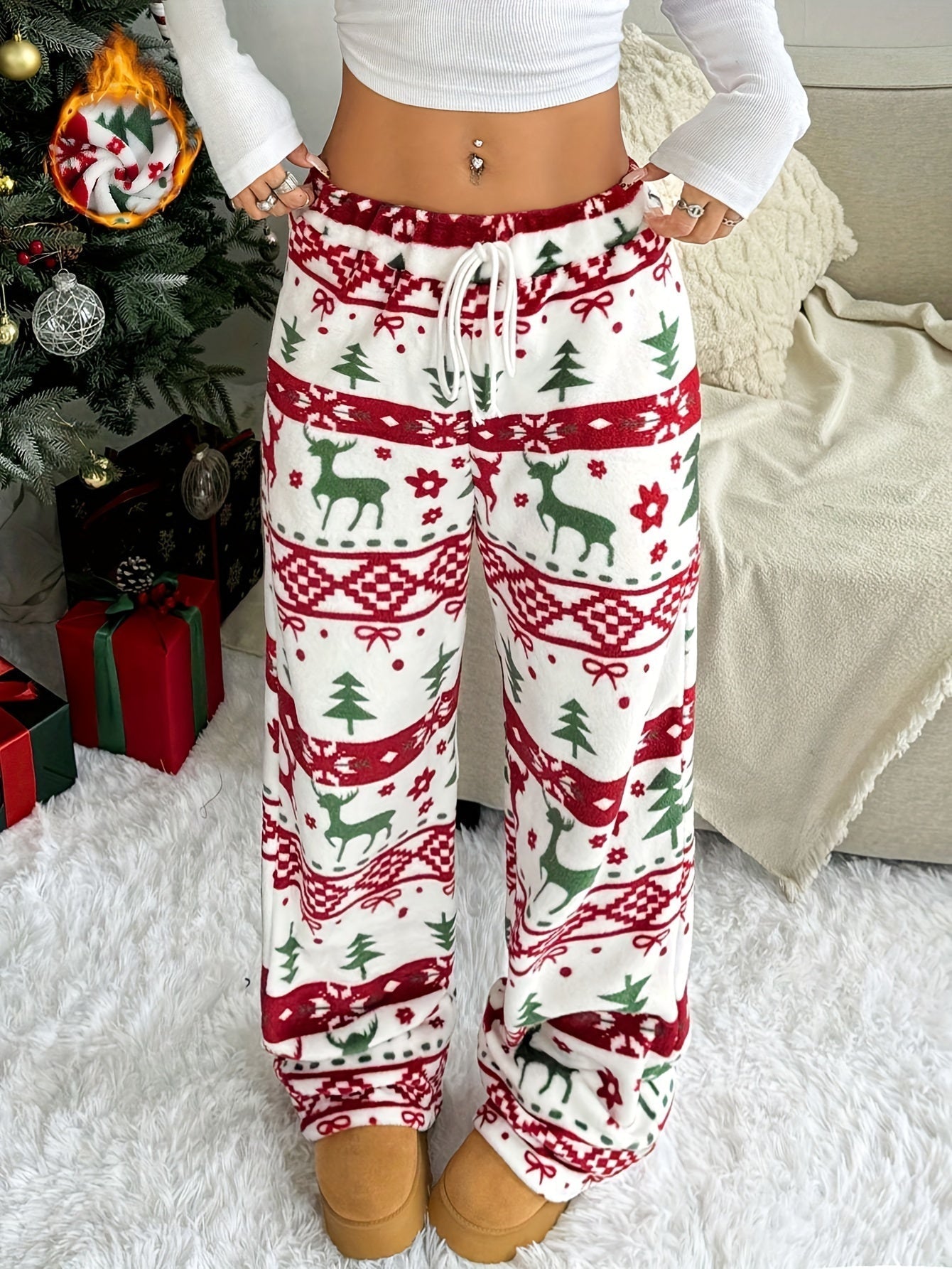 Nina | Casual Christmas Trousers with Drawstring Waist