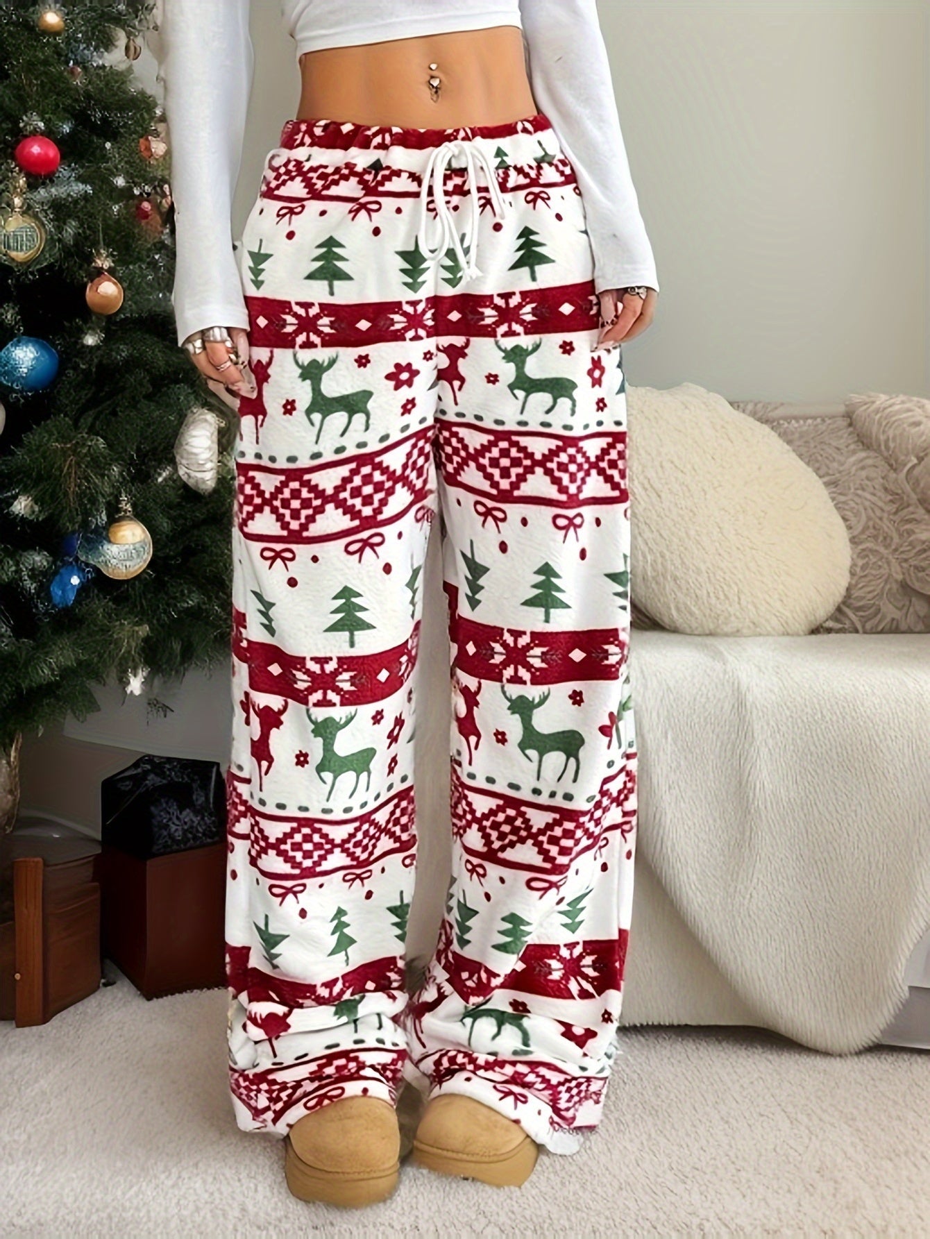 Nina | Casual Christmas Trousers with Drawstring Waist