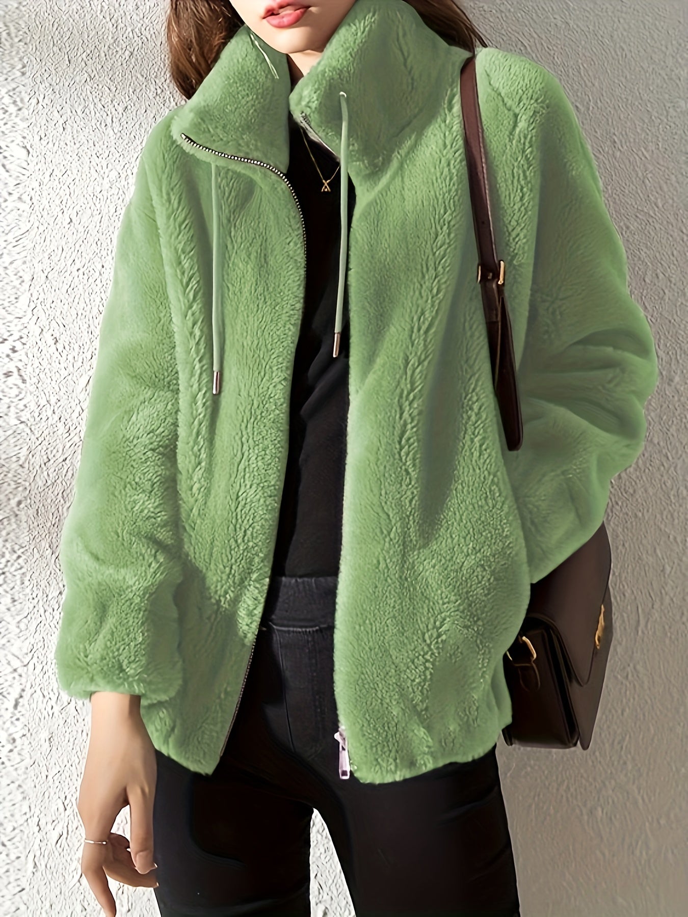 Nina | Casual warm teddy coat with drawstring and zip