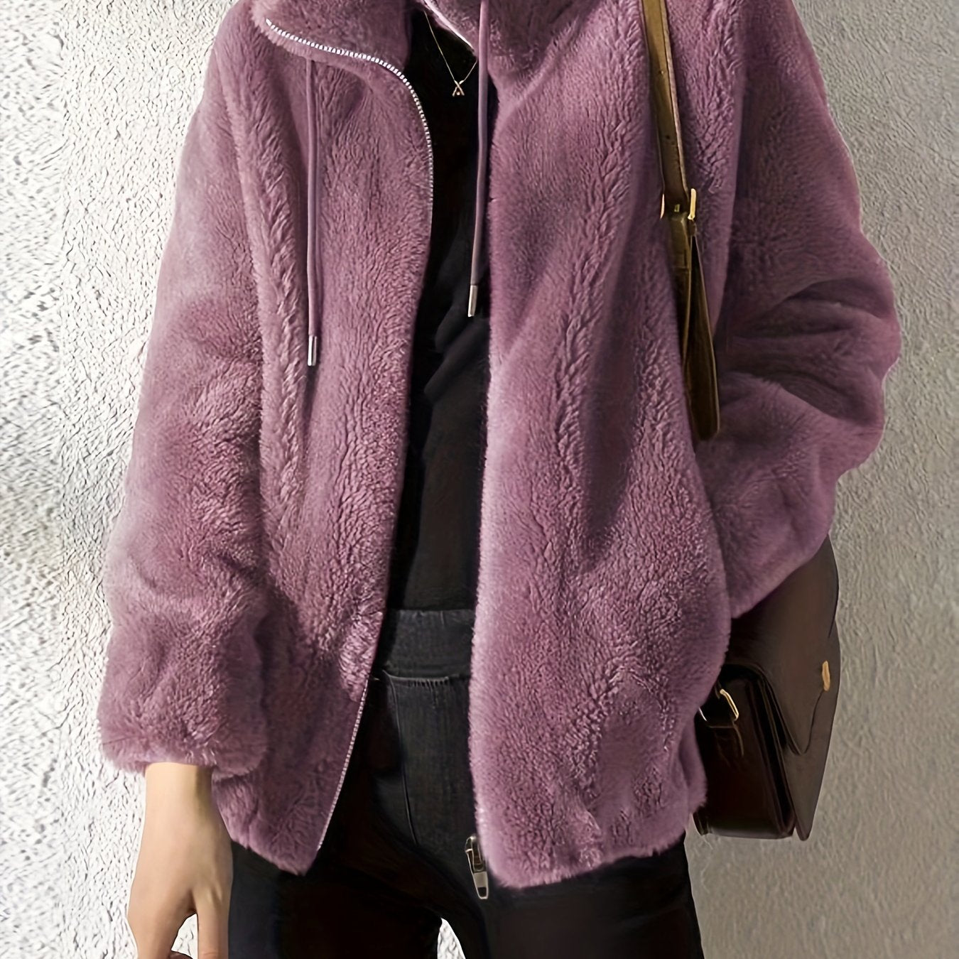 Nina | Casual warm teddy coat with drawstring and zip