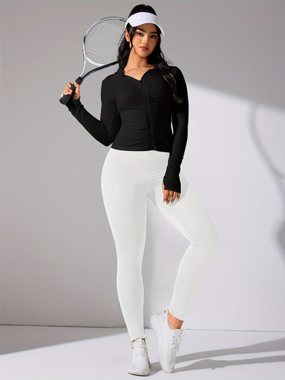 Nina | Plain Colour Casual Sports Jacket with Long Sleeves and Full Zip