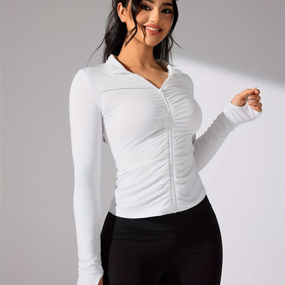 Nina | Plain Colour Casual Sports Jacket with Long Sleeves and Full Zip