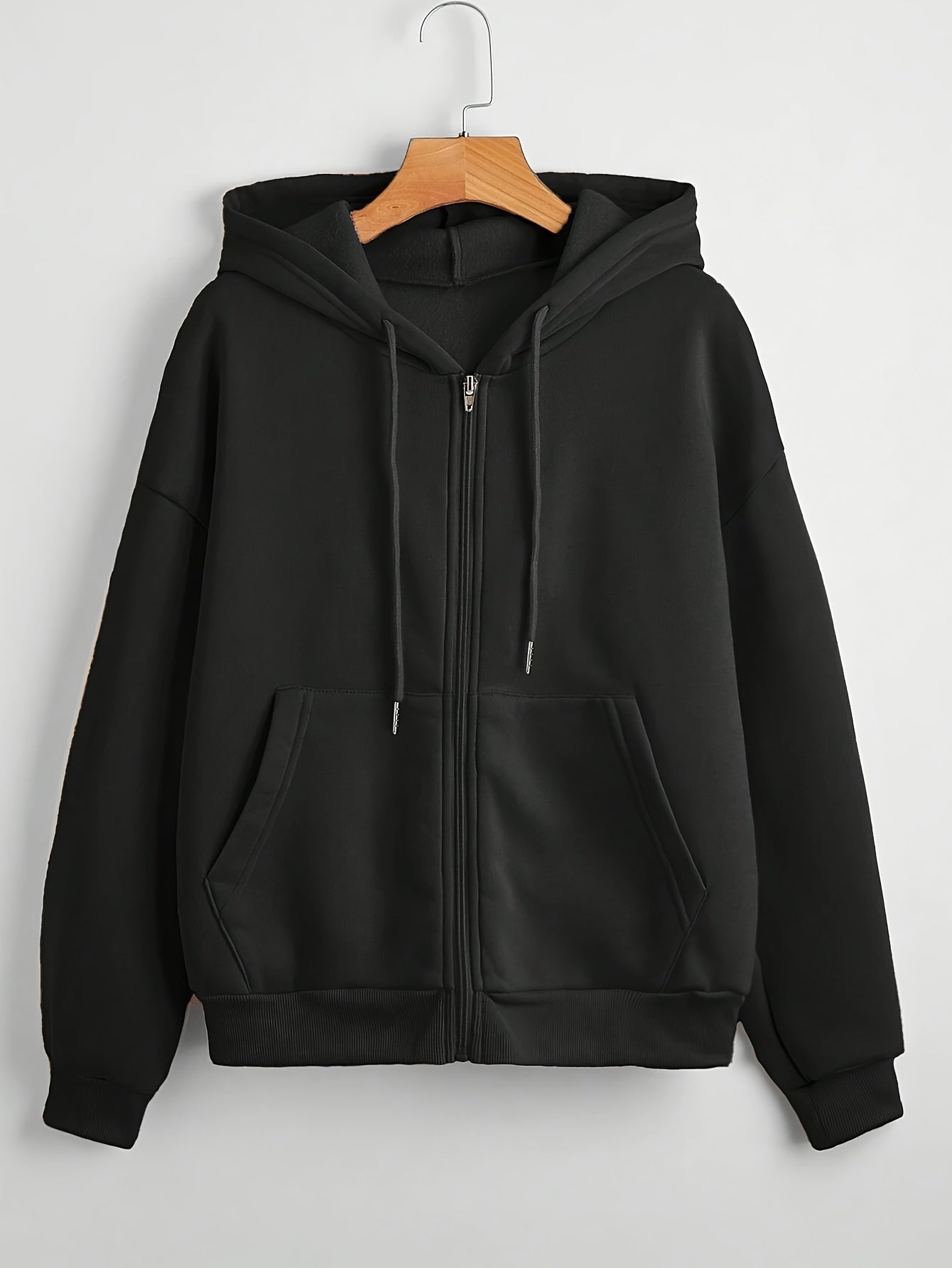 Nina | Plain Colour Hoodie with Drawstring and Thick Zip