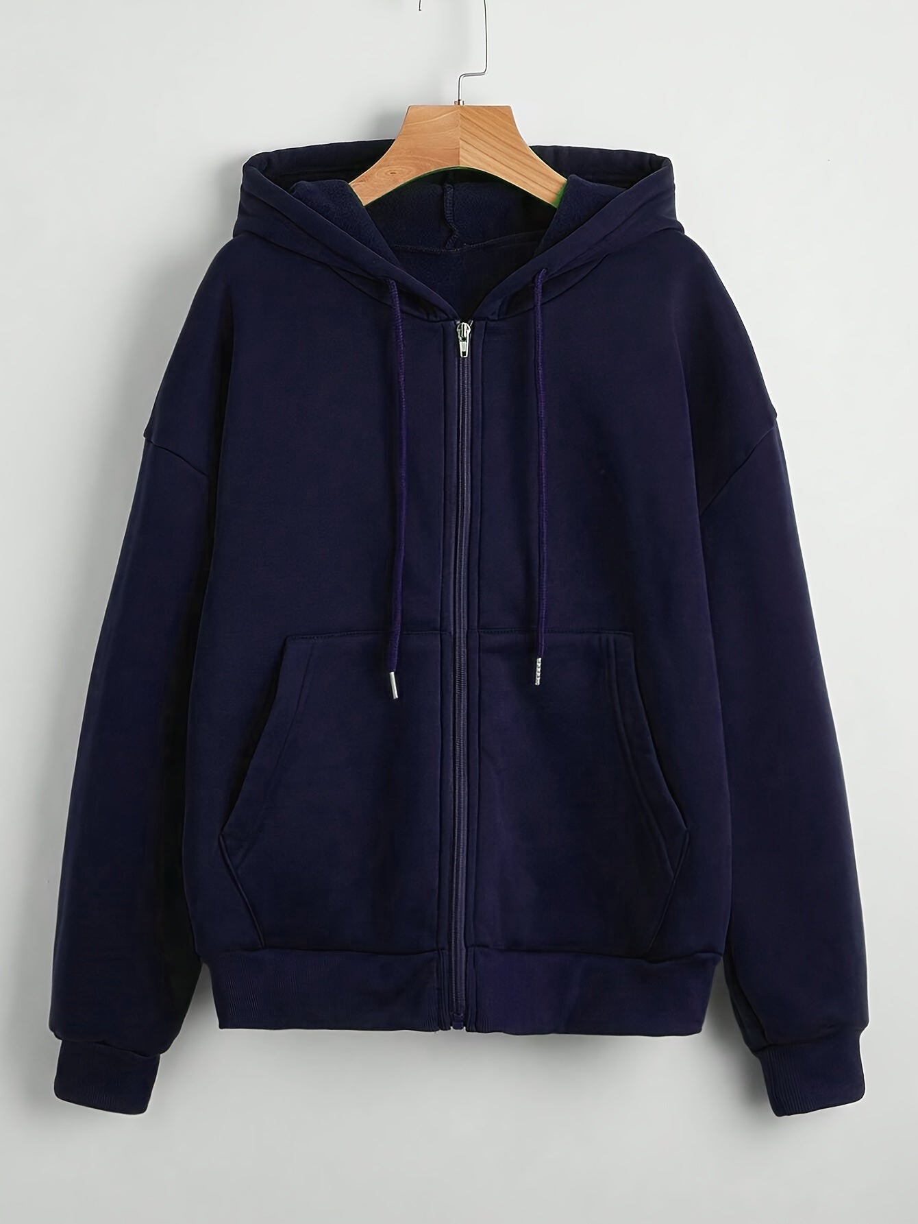 Nina | Plain Colour Hoodie with Drawstring and Thick Zip