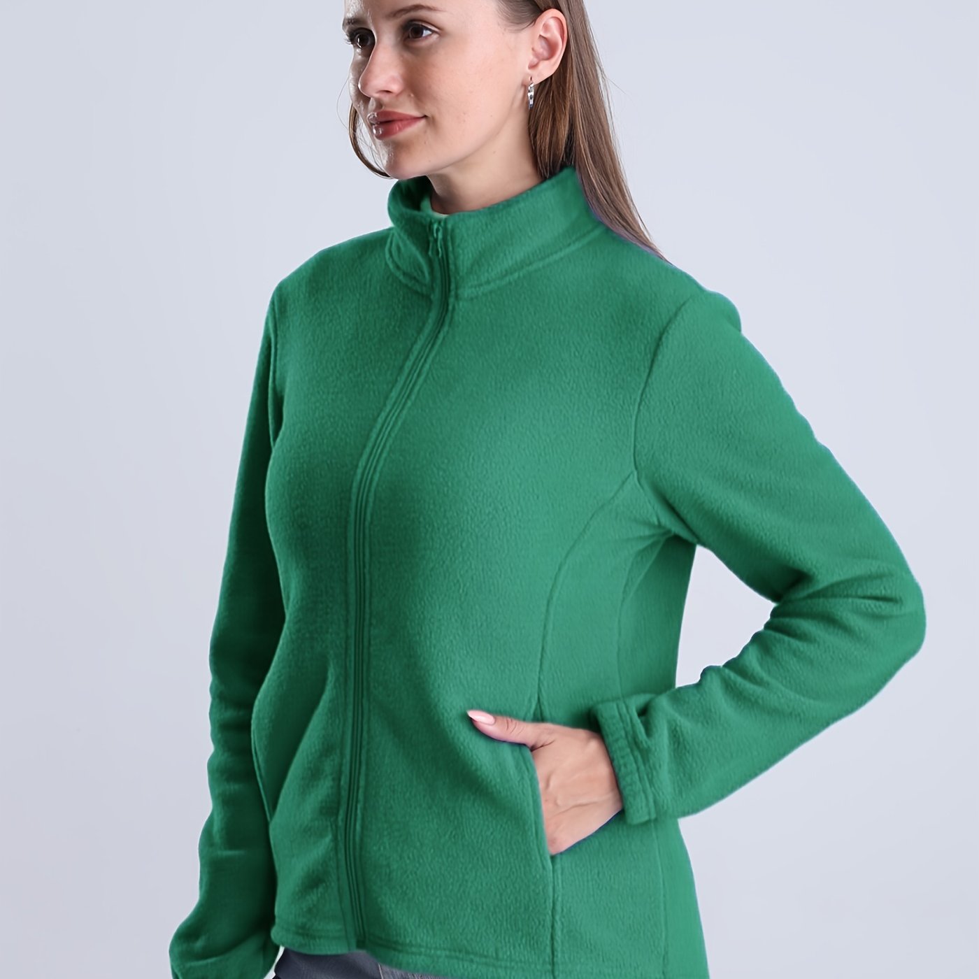 Nina | Plain plush-lined jacket with zip and pockets