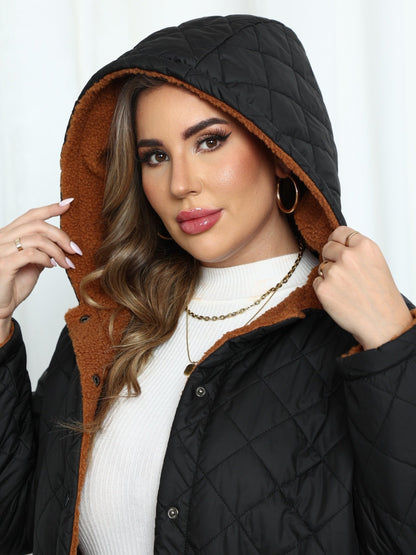 Nina | Plus size plush-lined hooded quilted jacket