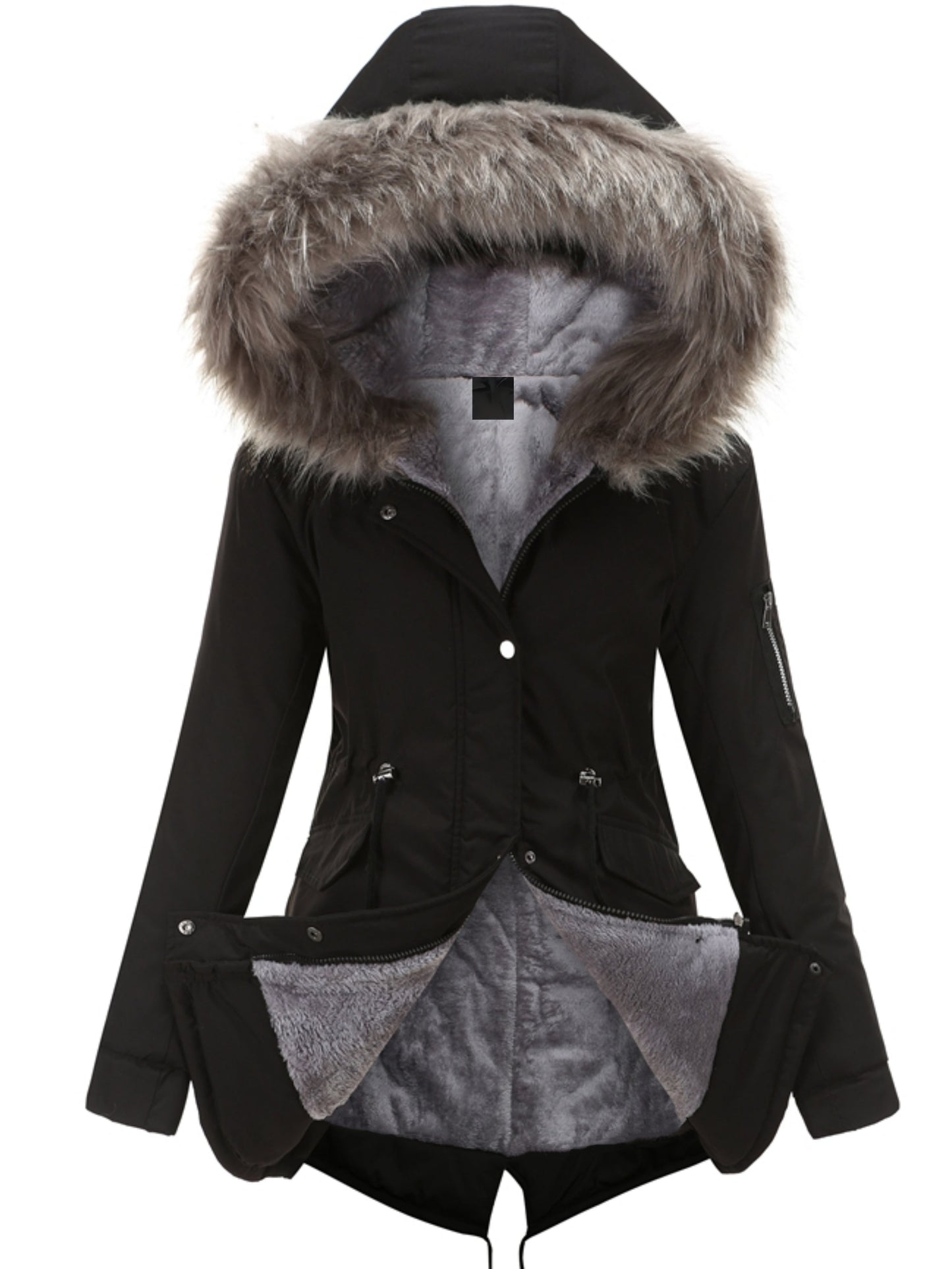 Nina | Zip-up fuzzy hoodie parka jacket