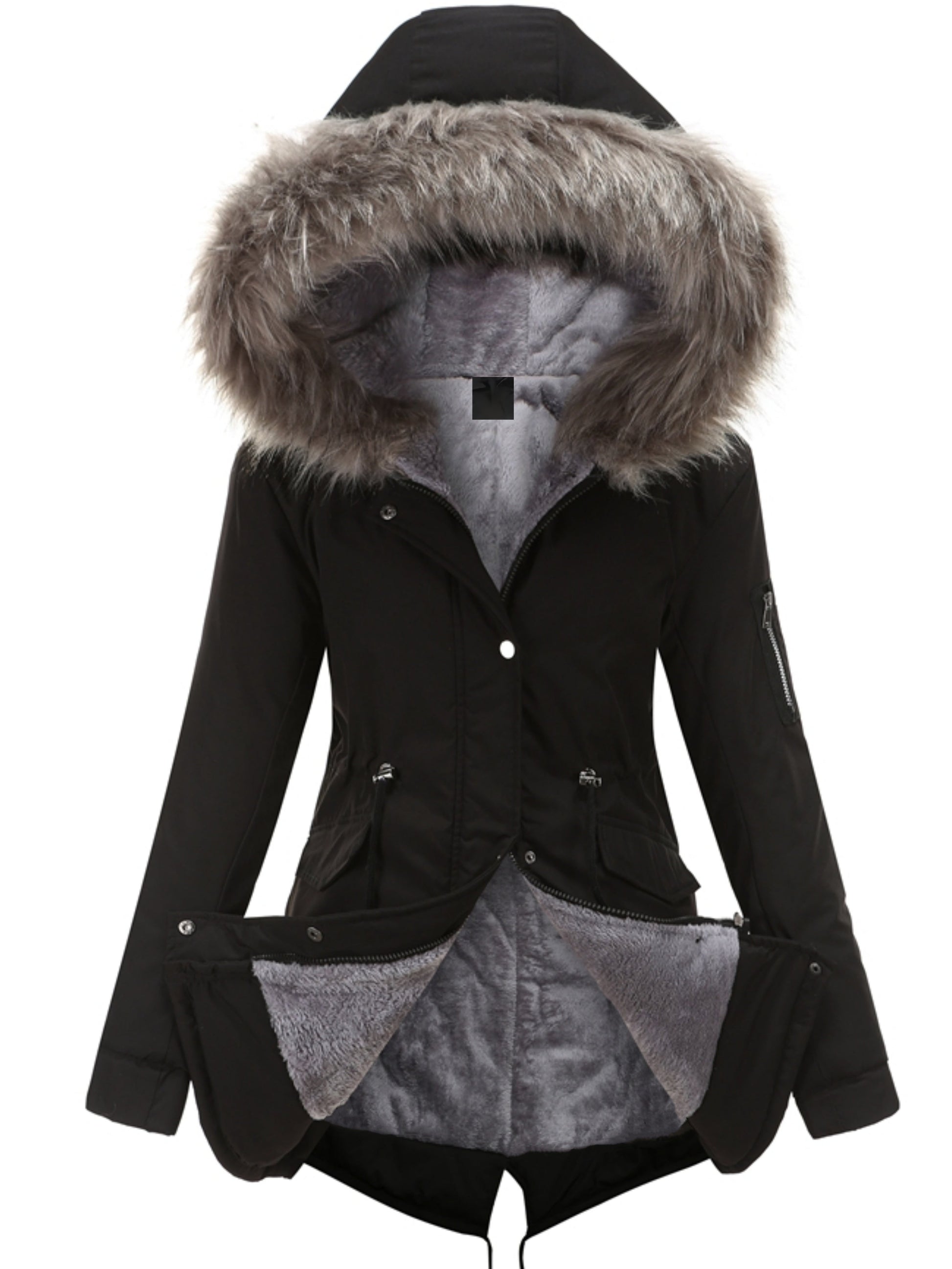 Nina | Zip-up fuzzy hoodie parka jacket