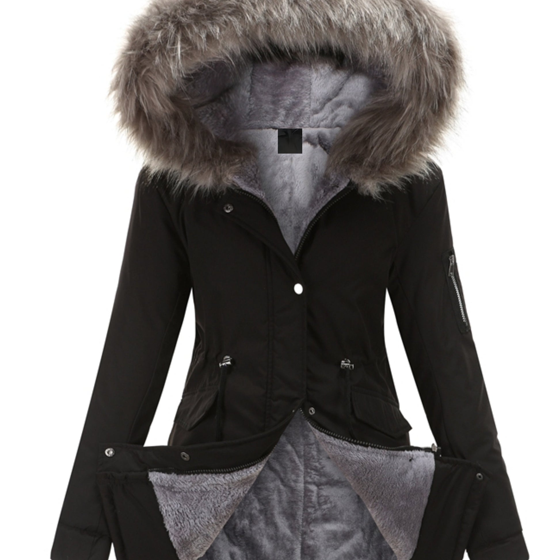 Nina | Zip-up fuzzy hoodie parka jacket