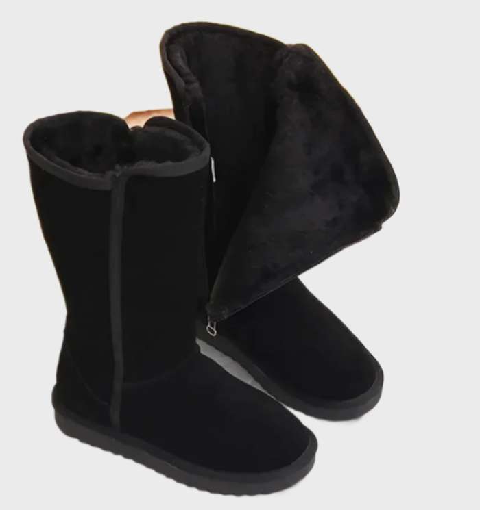 Nina | Warm and waterproof suede sheepskin boots with zip