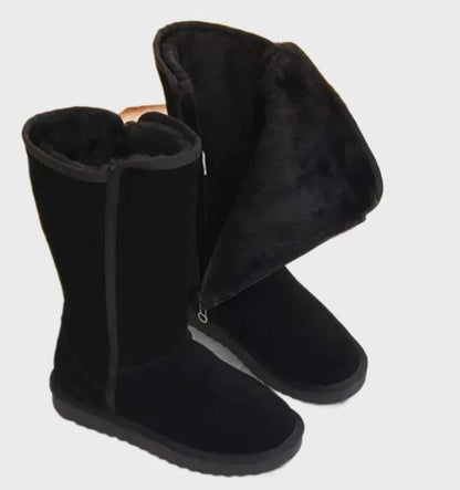 Nina | Warm and waterproof suede sheepskin boots with zip