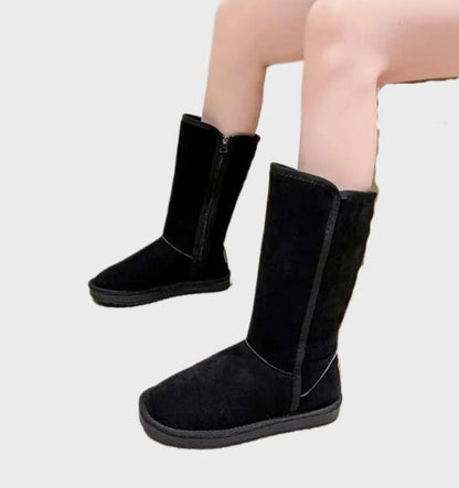 Nina | Warm and waterproof suede sheepskin boots with zip