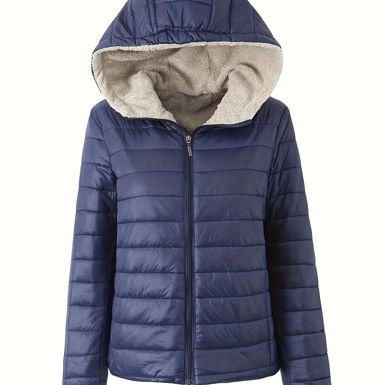 Nina | Warm puffy jacket with zip and faux fur lining