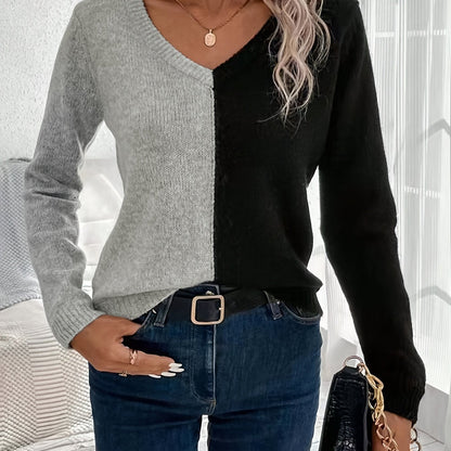 Noa | Elegant V-neck Jumper with Long Sleeves