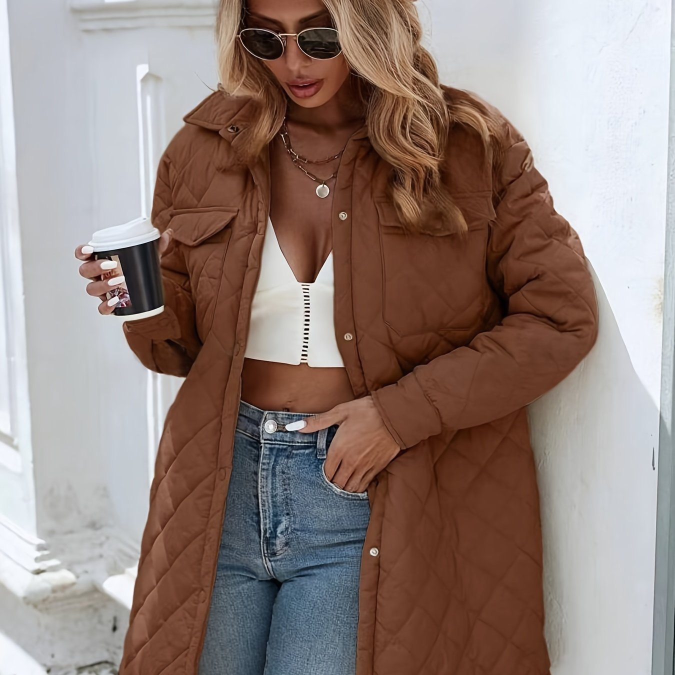 Noa | Quilted puffy jacket in solid colour