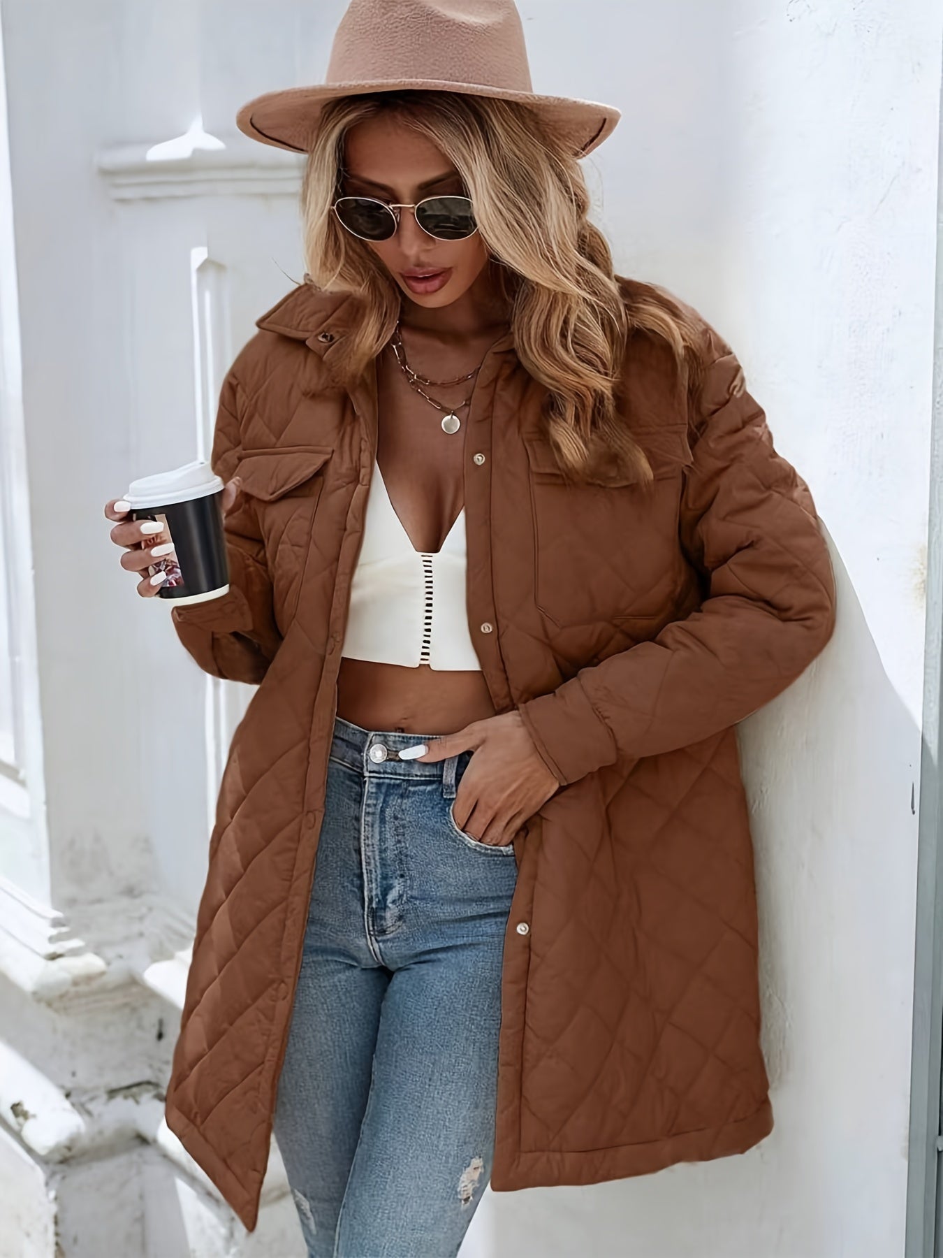 Noa | Quilted puffy jacket in solid colour