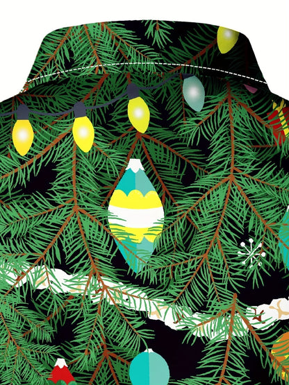 Noah | Christmas Tree Print Men's Shirt with Long Sleeves