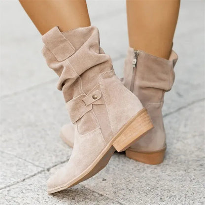 Ladies Casual Suede Look Ankle Boots with Warm Lining