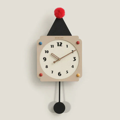 Nude & Black - Silent Irregular Rocking Wall Clock - Modern Design