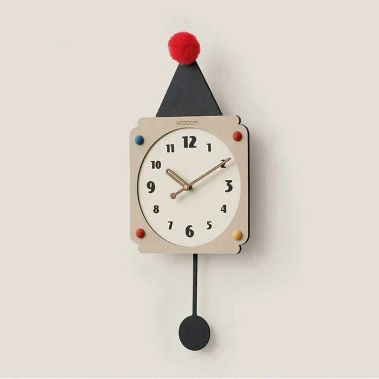 Nude & Black - Silent Irregular Rocking Wall Clock - Modern Design