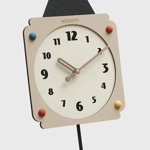 Nude & Black - Silent Irregular Rocking Wall Clock - Modern Design