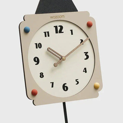 Nude & Black - Silent Irregular Rocking Wall Clock - Modern Design