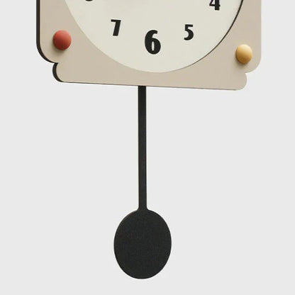 Nude & Black - Silent Irregular Rocking Wall Clock - Modern Design