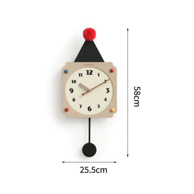Nude & Black - Silent Irregular Rocking Wall Clock - Modern Design