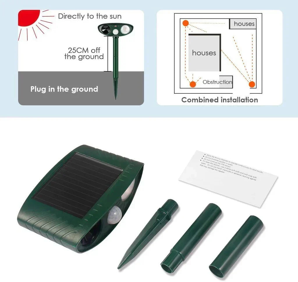 Solarbetriebener Ultraschall-Hirschvertreiber für den Garten