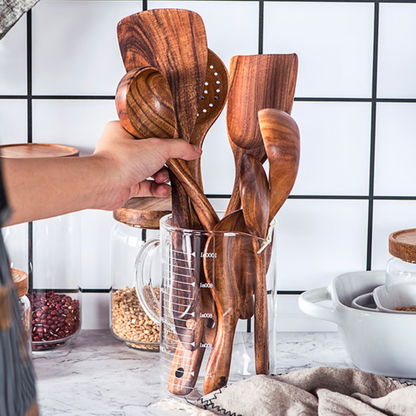 High-Quality Kitchen Utensils Made from Natural Teak Wood
