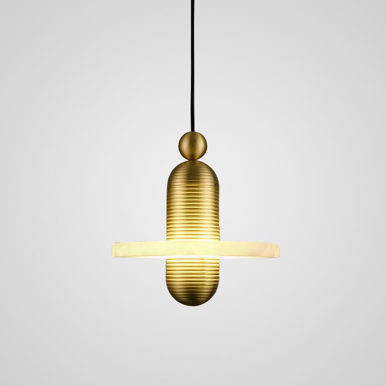 Modern LED Pendant Light in Iron and Alabaster