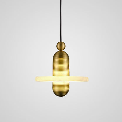 Modern LED Pendant Light in Iron and Alabaster