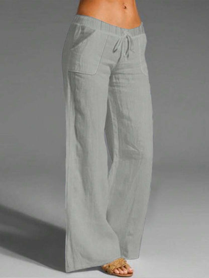 Comfortable Wide Trousers with Elastic Waist and Drawstring for Women