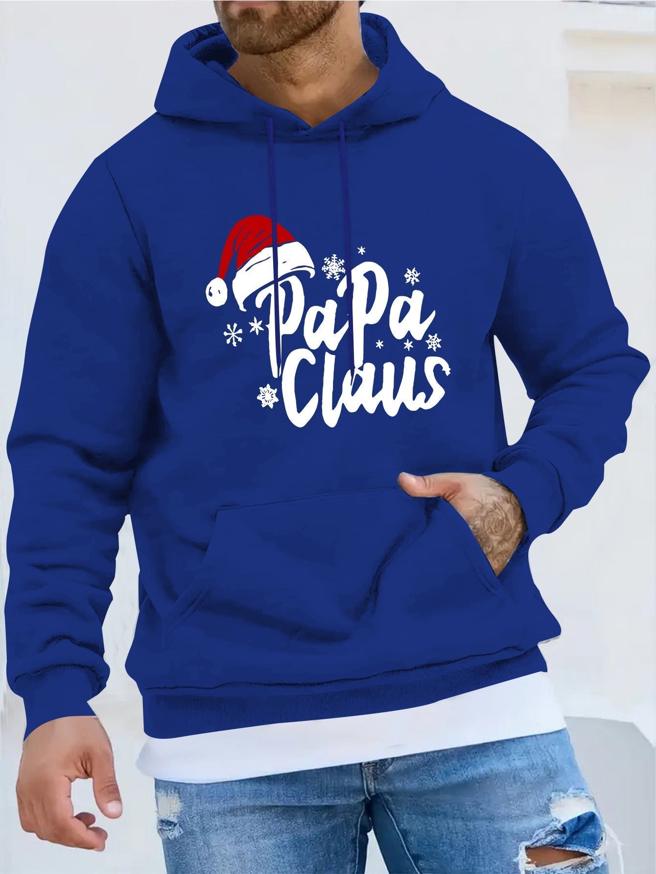 Papaclaus | Sweat à capuche Père Noël avec poche et manches longues