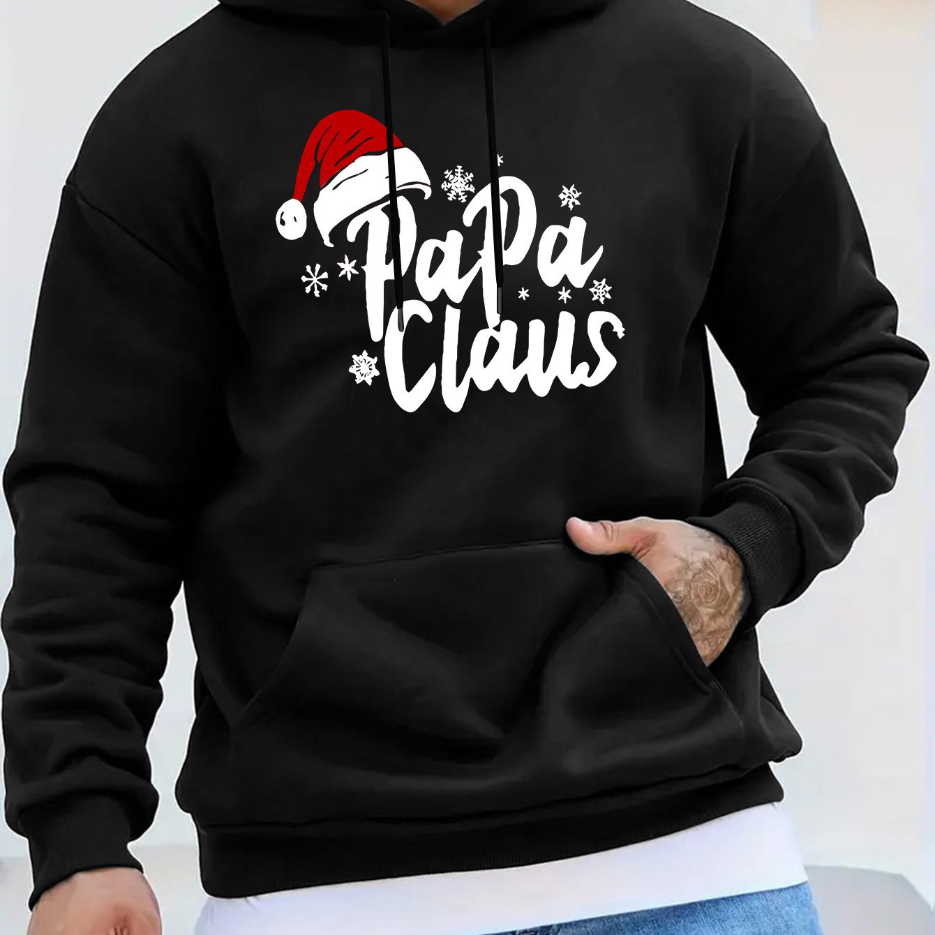 Papaclaus | Sweat à capuche Père Noël avec poche et manches longues