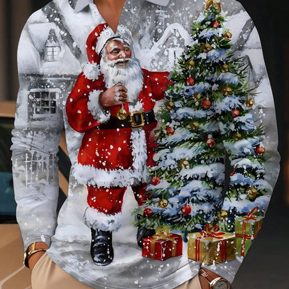 Polo décontracté à manches longues Piet avec imprimé de Noël