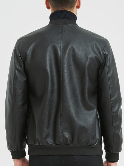 Piet | Veste en PU au design classique de couleur unie