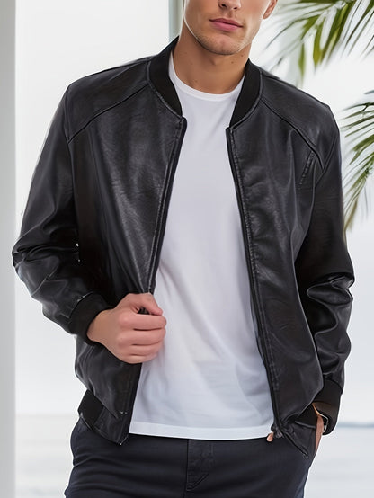 Piet | Veste en PU au design classique de couleur unie