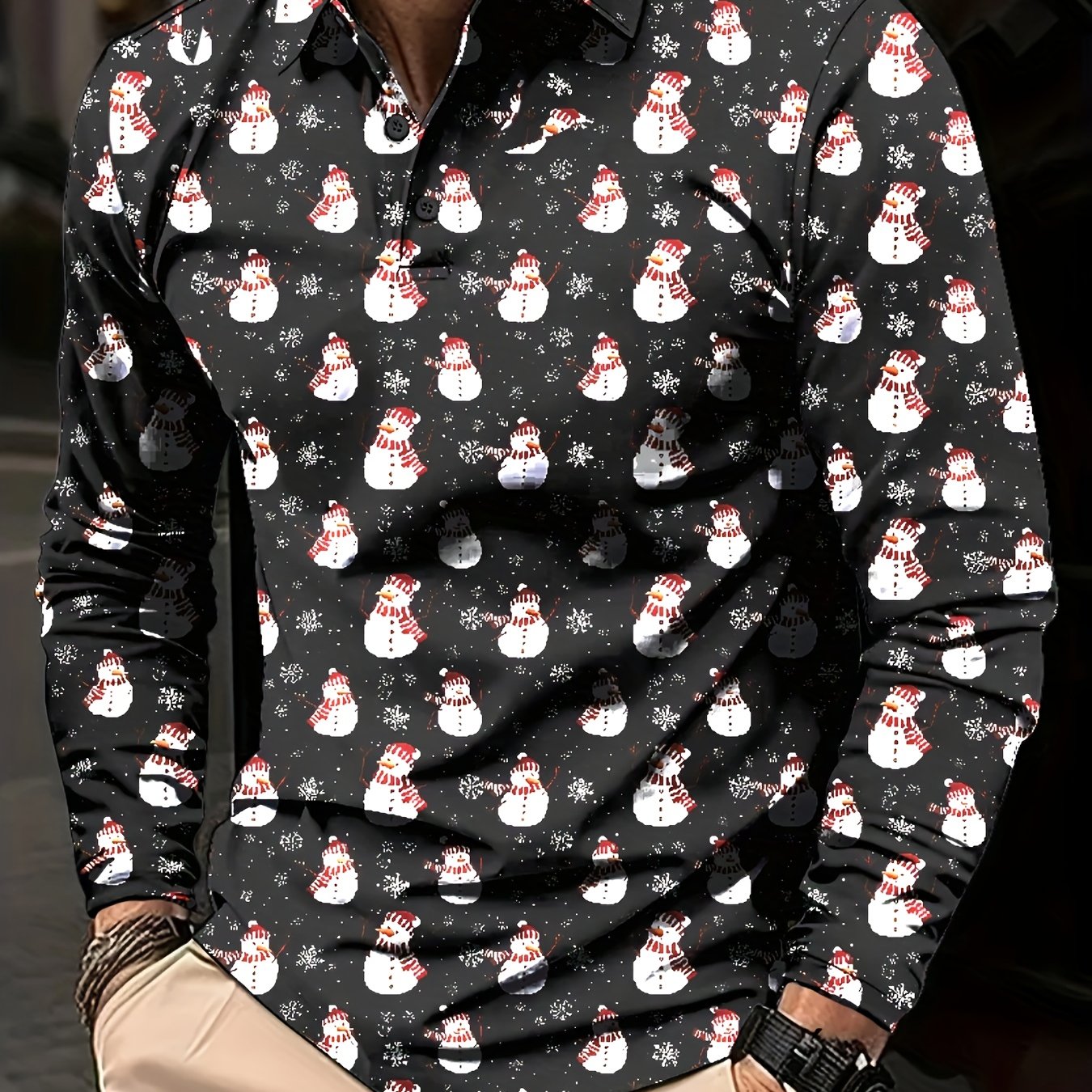 Pim | Chemise décontractée avec imprimé Père Noël et fermeture à boutons