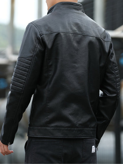 Pim | Veste en cuir synthétique pour homme avec poches zippées