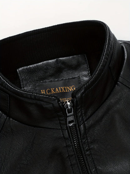 Pim | Veste en cuir synthétique pour homme avec poches zippées