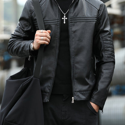 Pim | Veste en cuir synthétique pour homme avec poches zippées
