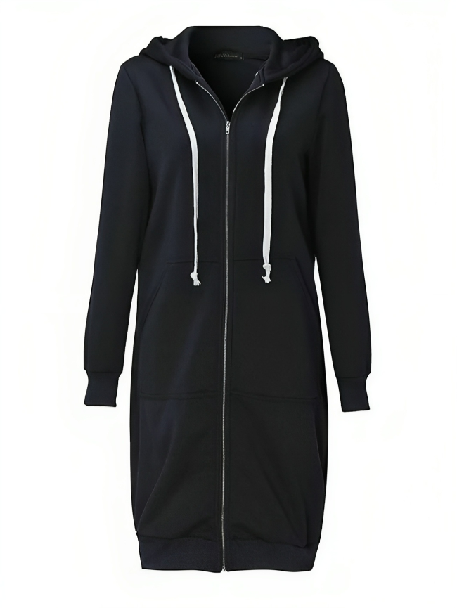 Sporty Comfortable Midi Sweat Dress with Zip Pockets for Women